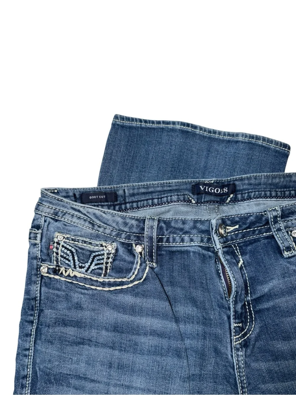 Vigoss Women's Blue Flare Jeans - Mid Wash Wide Leg